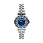 Emporio Armani Stainless Steel Analog Blue Dial Women's Watch-Ar11627, Band Color:Silver