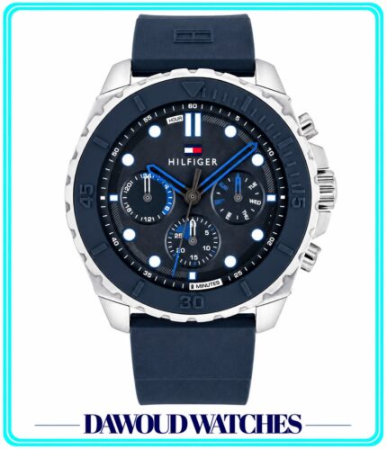 Tommy Hilfiger 1710687 Men's Multifunction Analogue Quartz Watch with Silicone Strap Storm Blue