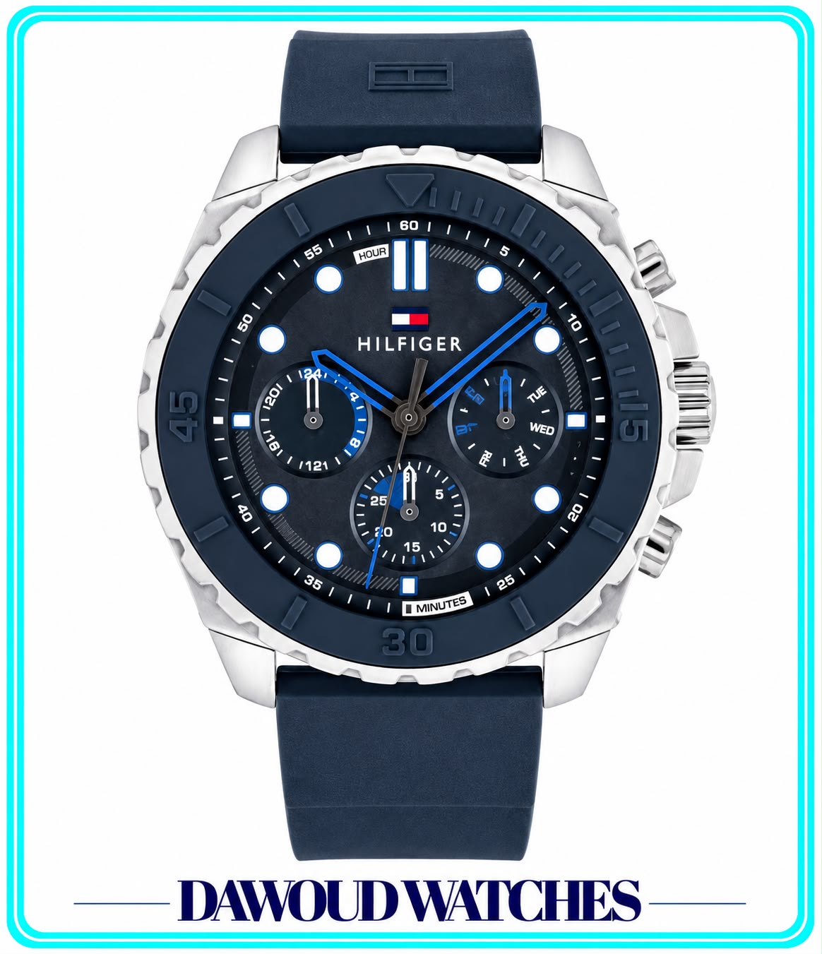 7291e5ee-666d-4f82-9b63-f8e62da8ba86 Tommy Hilfiger 1710687 Men's Multifunction Analogue Quartz Watch with Silicone Strap Storm Blue - الصورة 1