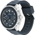 ⁦Tommy Hilfiger 1710687 Men's Multifunction Analogue Quartz Watch with Silicone Strap Storm Blue⁩ - الصورة ⁦4⁩