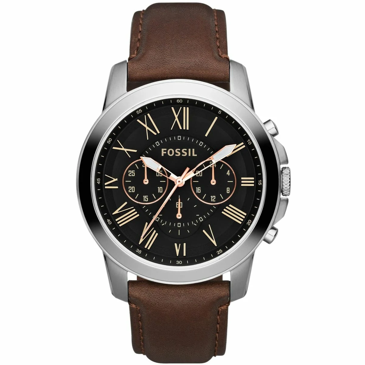 fs4813 fossil watch men brown leather grant