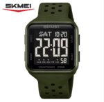 SKMEI 2440 Digital Sports Watch Tactical Square Design PU Strap Air Holes 5ATM Water Resistant Shock Resistant