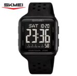 SKMEI 2440 Digital Sports Watch Tactical Square Design PU Strap Air Holes 5ATM Water Resistant Shock Resistant