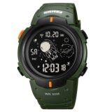 Skmei digital wrist watch kids,boys sports waterproof led military digital watch casual electronic analog quartz wrist watches army for children, green+black, strap