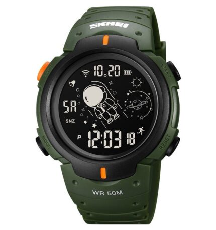 Skmei digital wrist watch kids,boys sports waterproof led military digital watch casual electronic analog quartz wrist watches army for children, green+black, strap