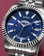 ⁦GUESS Blue Round Dial Analog Men's Watch - GW0977G1⁩ - الصورة ⁦5⁩